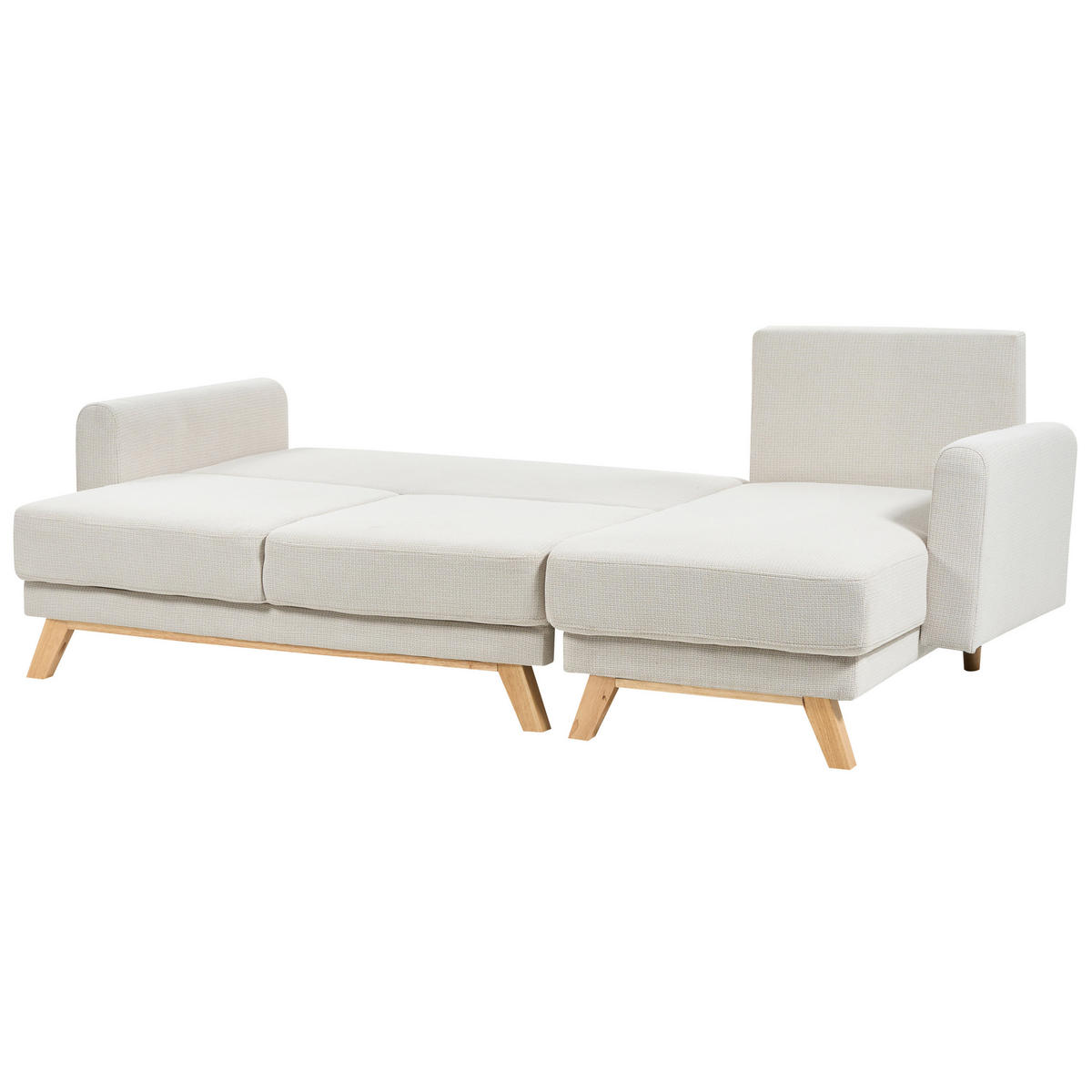 3-SITZER-ECKSOFA hellbeige rechtsseitig mit Schlaffunktion Stauraum Siro - Hellbraun/Beige, Textil (240/142cm) - Beliani
