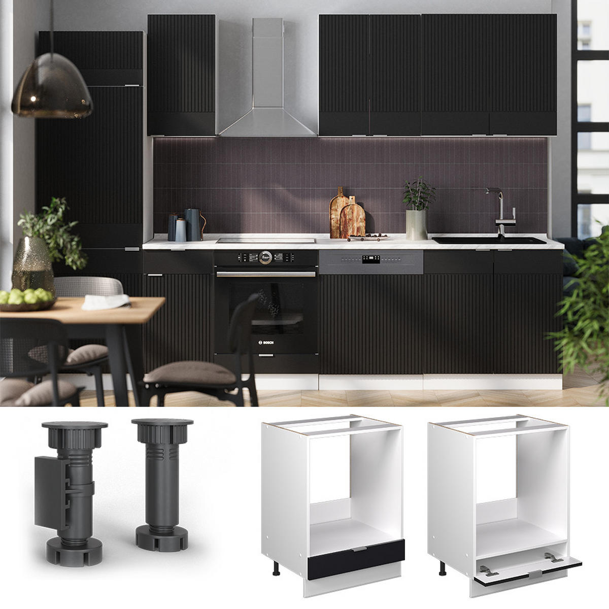 Schwarz/Weiß, Holzwerkstoff (60/82/60cm) - Vicco