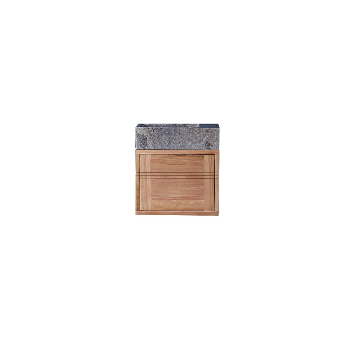 BADUNTERSCHRANK Basic Grau aus Teak - Grau, Holz (38/40/25cm) - Tikamoon