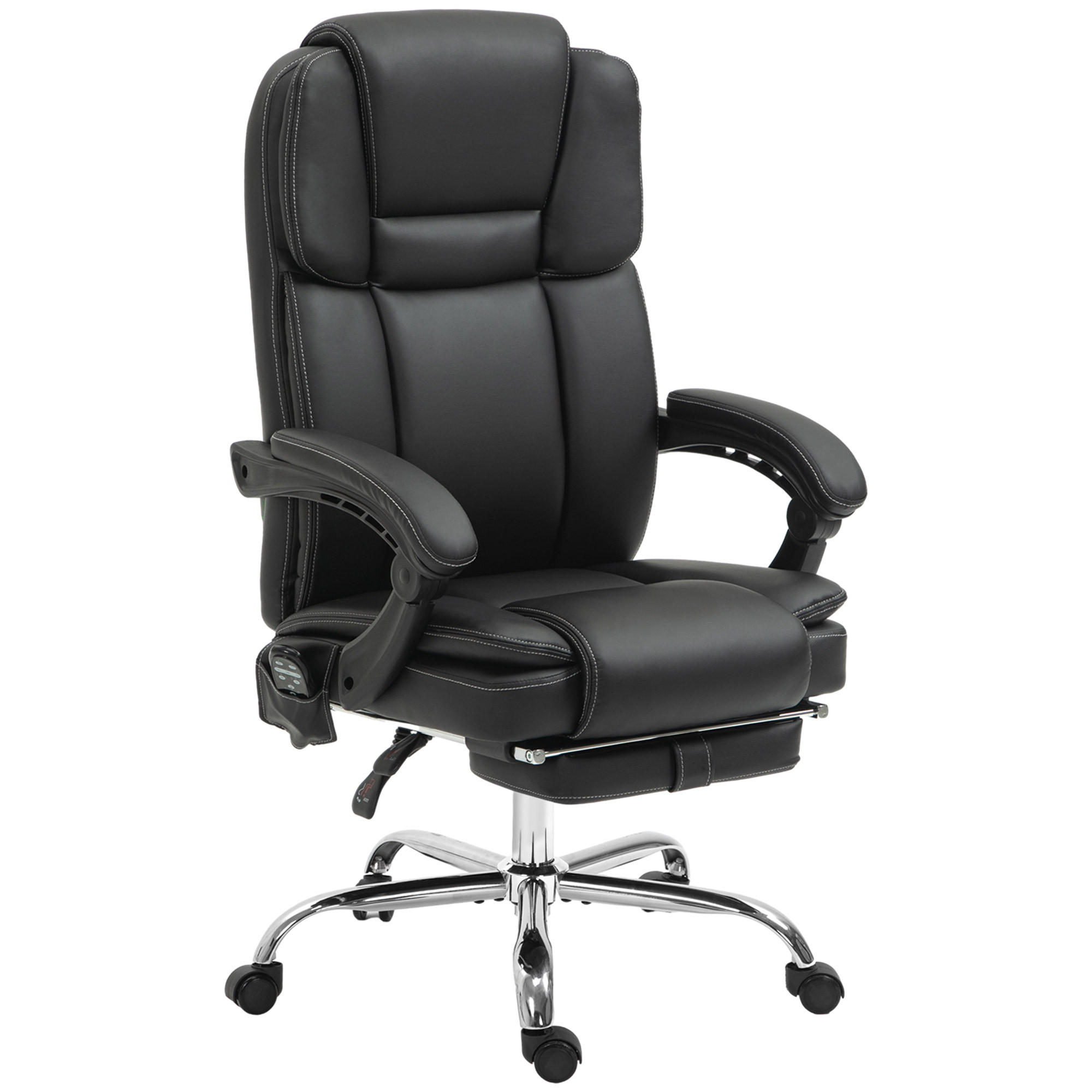 BÜROSTUHL mit Massagefunktion PC-Stuhl mit Heiz-, Liegefunktion Schwarz - Silberfarben/Schwarz, Kunststoff/Metall (67/126/66cm) - Vinsetto