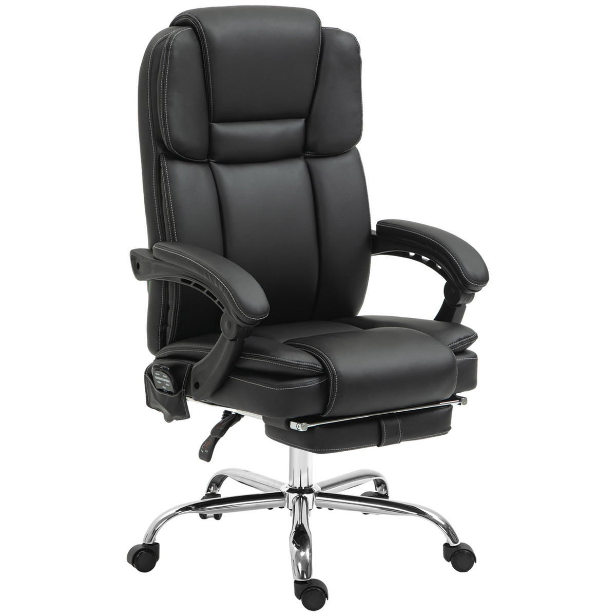 BÜROSTUHL mit Massagefunktion PC-Stuhl mit Heiz-, Liegefunktion Schwarz - Silberfarben/Schwarz, Kunststoff/Metall (67/126/66cm) - Vinsetto