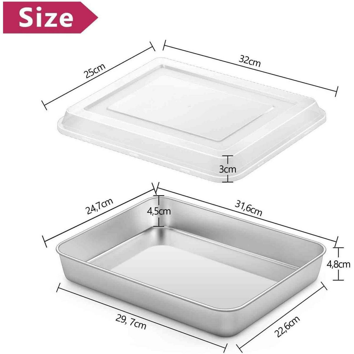 BACKBLECH mit Deckel 31,6 x 24,7 x 4,8 cm - Silberfarben, Metall (24.7/4.8/31.6cm)