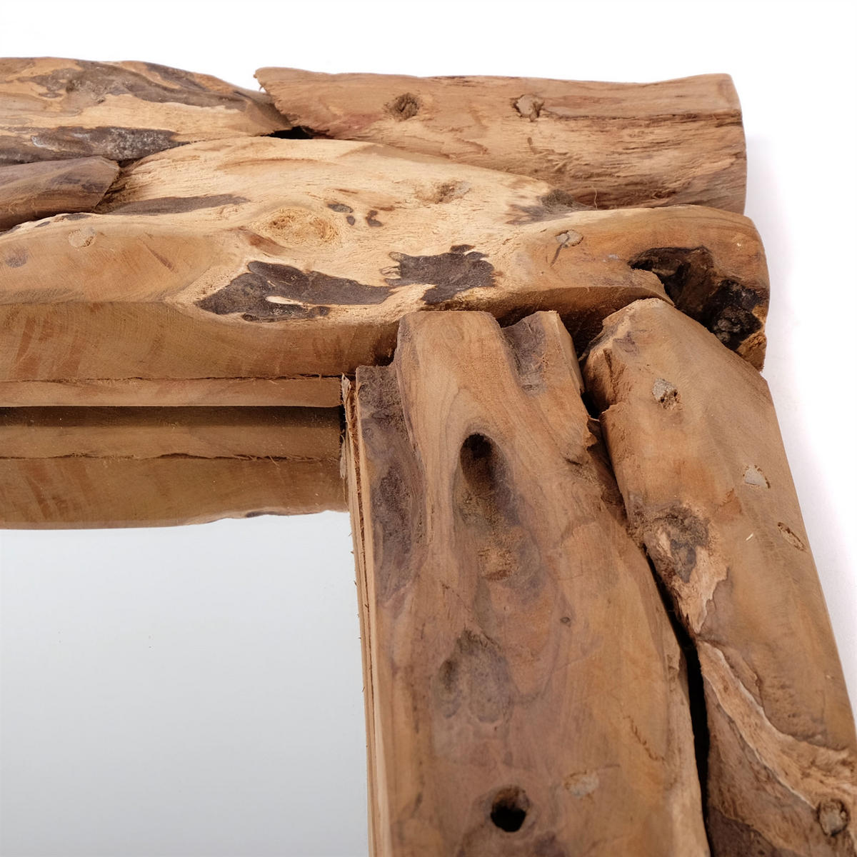 WANDSPIEGEL BEACHSIDE 50x50 cm, Teak Wurzelholz naturfarben - Braun, Holz (50/50/5cm) - DESIGN DELIGHTS