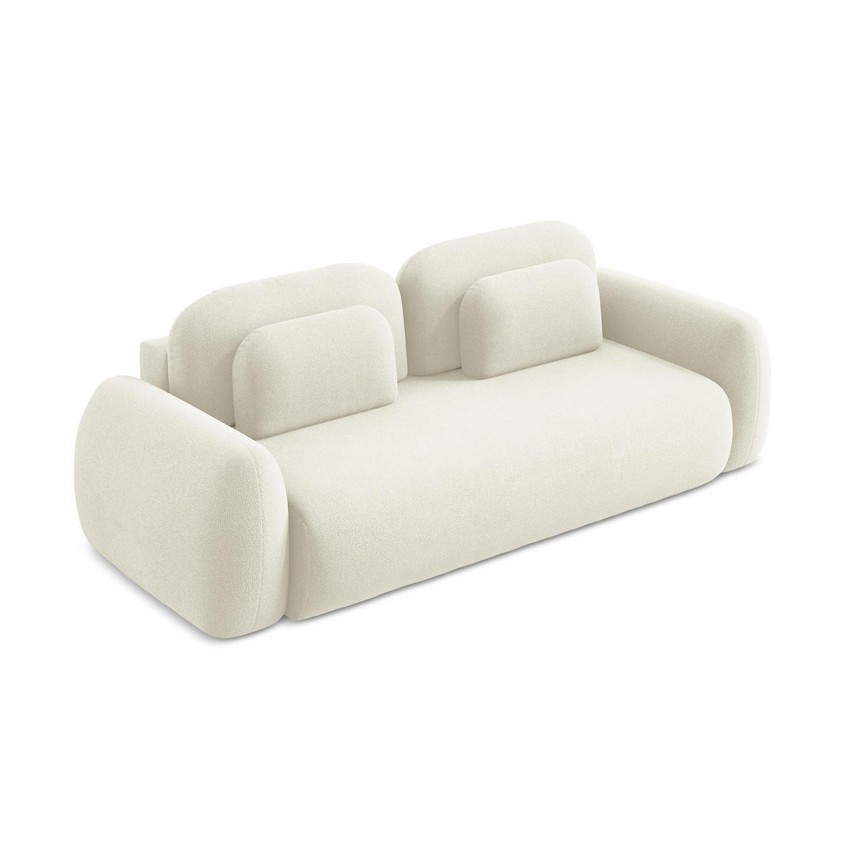 3-SITZER SOFA mit Schlaffunktion Bouclé Stoff Beige - Hellbraun/Schwarz, Holzwerkstoff/Kunststoff (266/95/121cm) - LaMiaSofa