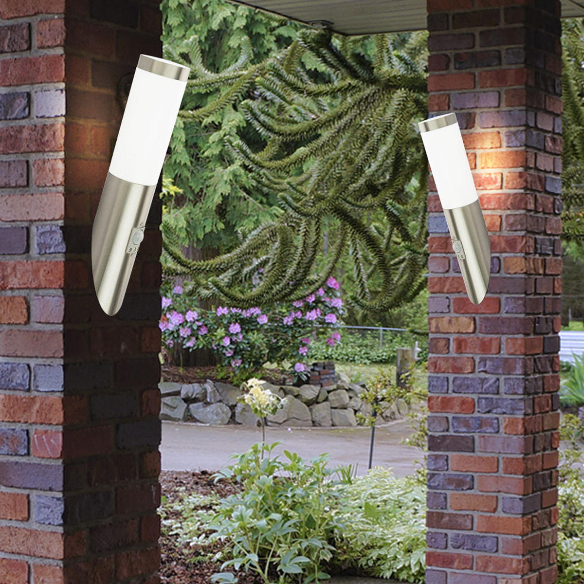 LED AUSSENLEUCHTE Bewegungsmelder Edelstahl Silber - Silberfarben, Metall (7.6/7.6/41cm)