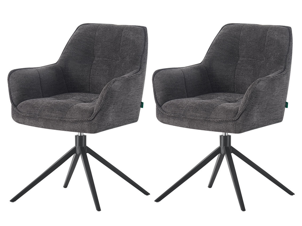 ESSZIMMERSTUHL THOMAS-MIRA 2er-Set 360°drehbar - Schwarz, Textil (61/82/62cm) - DUBI Möbel