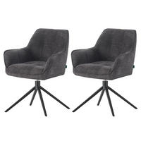 ESSZIMMERSTUHL THOMAS-MIRA 2er-Set 360°drehbar - Schwarz, Textil (61/82/62cm) - DUBI Möbel