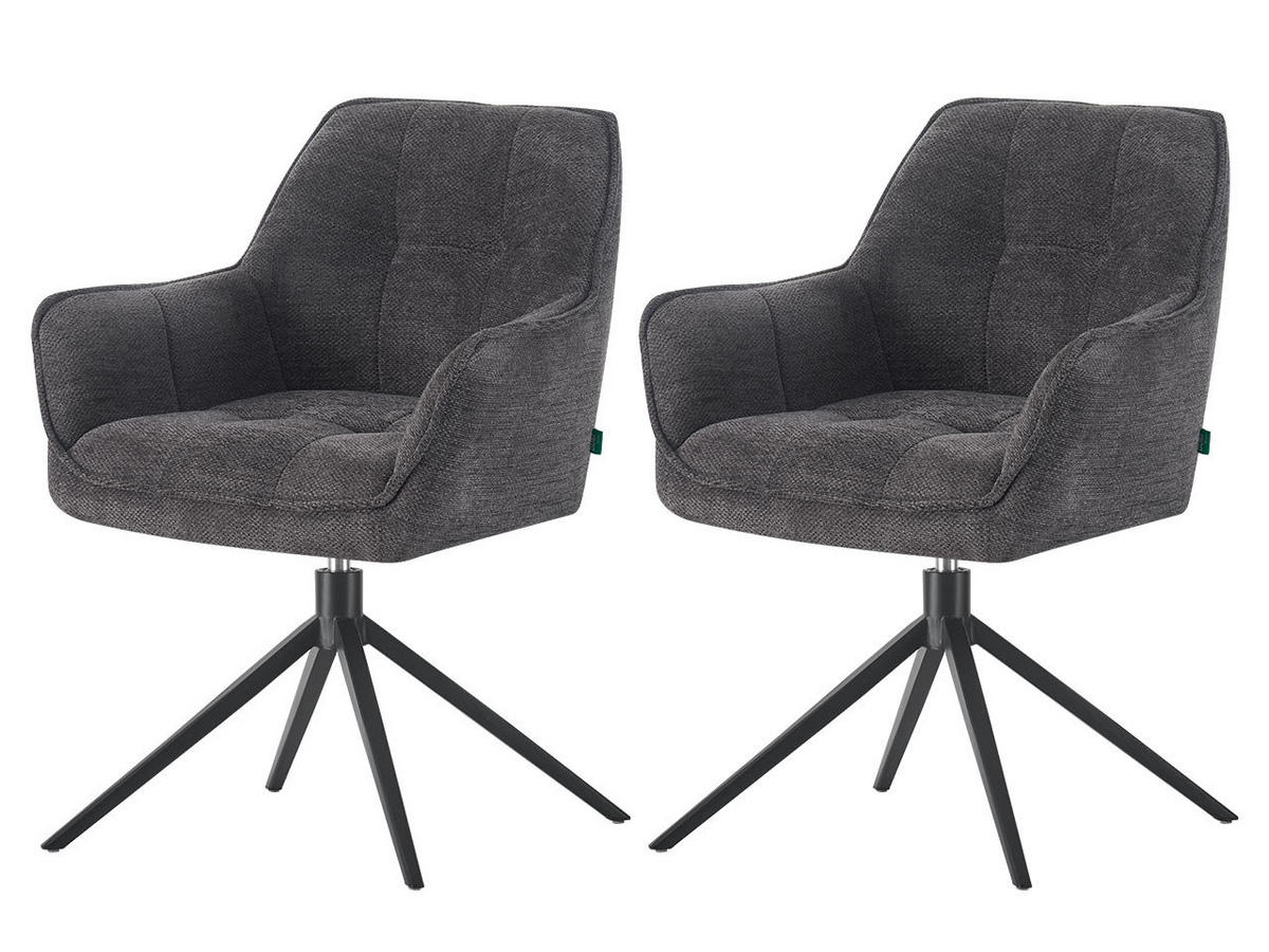 ESSZIMMERSTUHL THOMAS-MIRA 2er-Set 360°drehbar - Schwarz, Textil (61/82/62cm) - DUBI Möbel