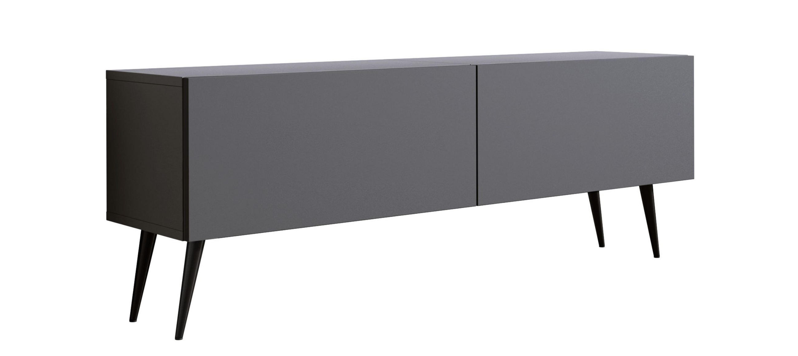TV-SCHRANK : Anthrazit, Schwarze Beine, 140 x 52 x 32 cm - Anthrazit/Schwarz, Holzwerkstoff/Metall (140/52/32cm) - 3XE LIVING