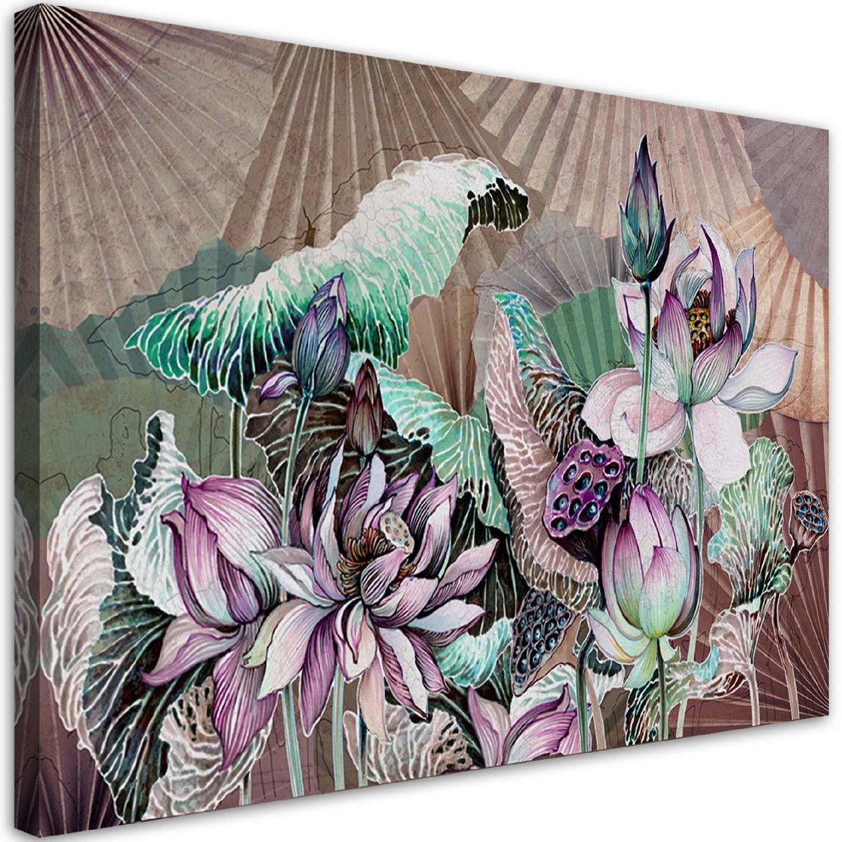 WANDBILD heilige lotos und fanter - Lila, Textil (60/40cm) - Feeby