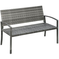ZAHRADNÍ lavice z oceli a polyratanu 122x60x85 cm šedá pro 2 osoby s vysokou stabilitou a snadnou montáží - šedá, kov (122/85/60cm) - Modfu