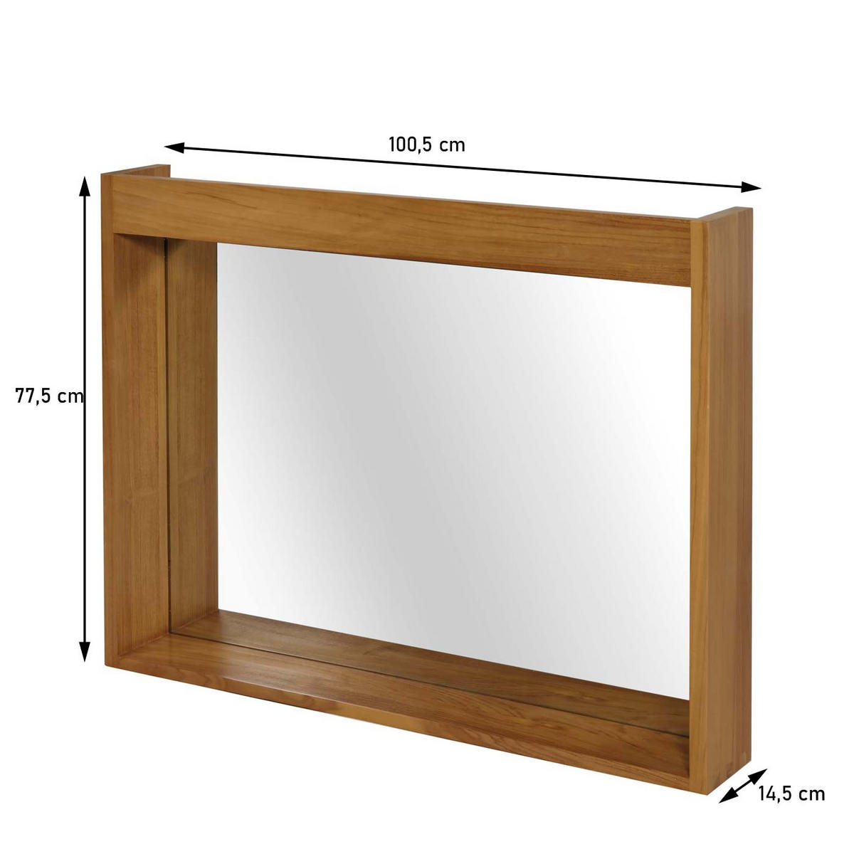 TEAK-WANDSPIEGEL Braun - Braun, Holz (100/77/14cm) - MCW