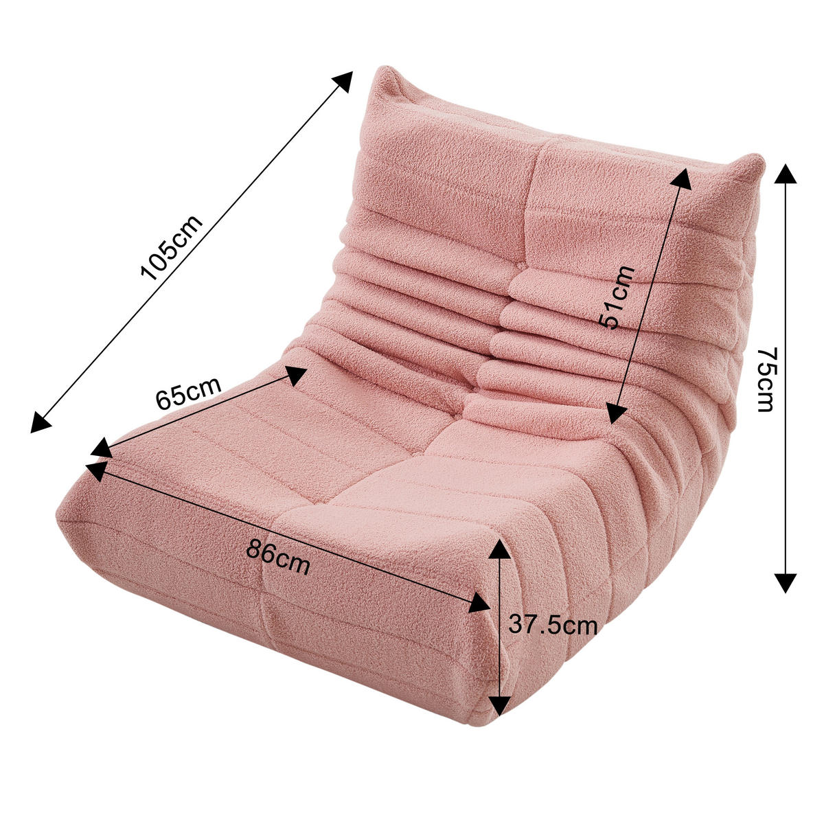 FERNSEH- & RELAXSESSEL Sofa Liegesofa für Wohnzimmer Beige - Rosa, Holz (91.44/60.45/101.5cm)