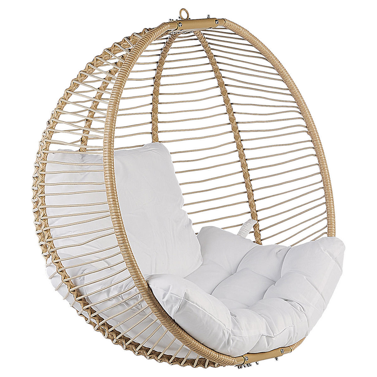 HÄNGESESSEL mit Gestell Flechtseil beige 98/100 cm Arco - Beige, Textil (100/197/98cm) - Beliani