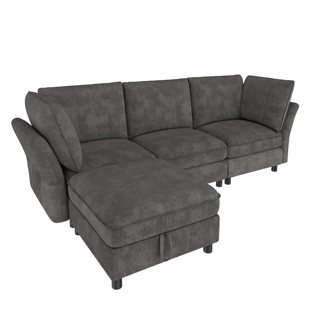 ECKSOFA 225/137/84 cm Grau mit Stauraum‑Hocker - Grau, Textil (225/137cm) - Oxeza