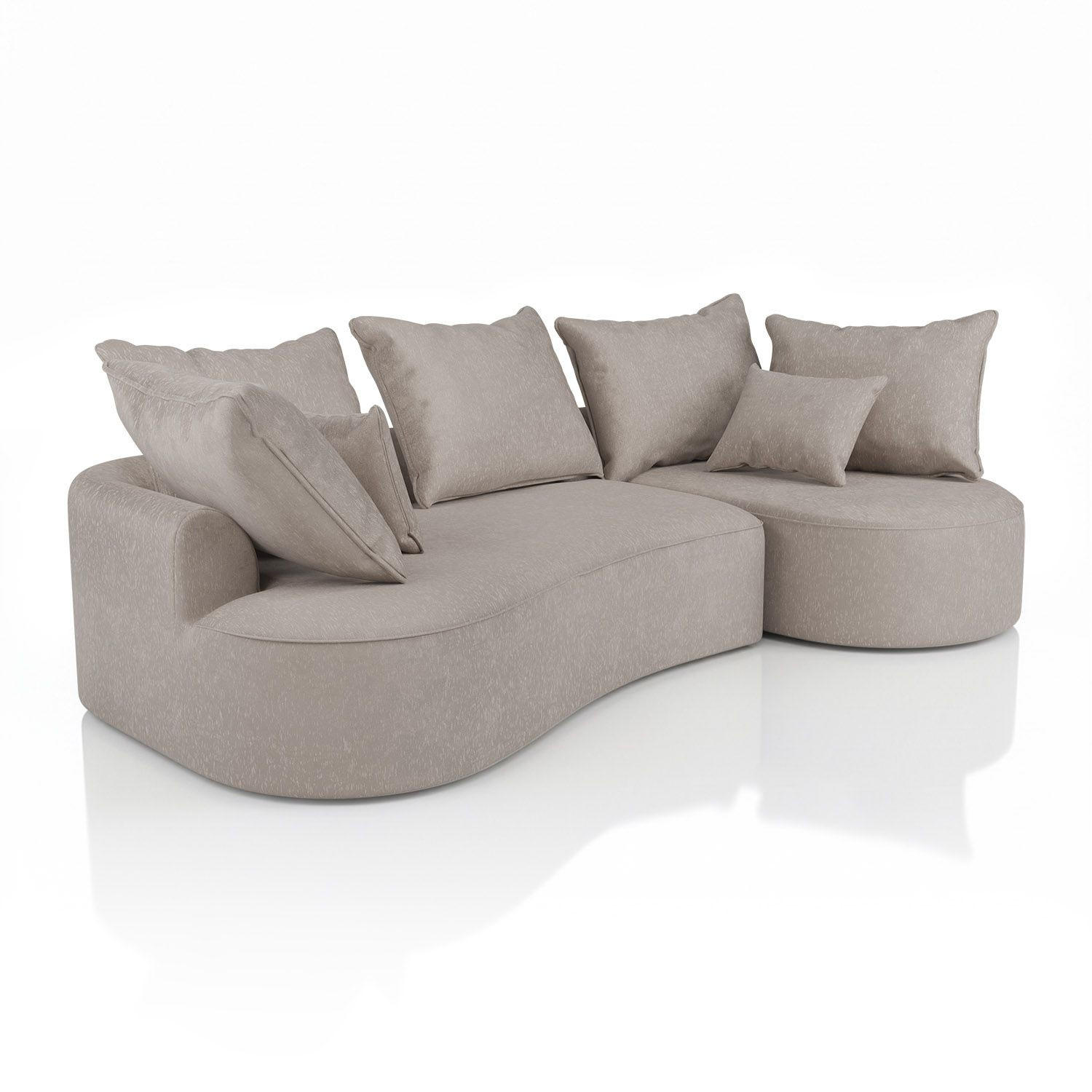 SOFA Tirano Samt Beige mit Ottomane rechts - Beige, Textil (300/102cm) - Juskys