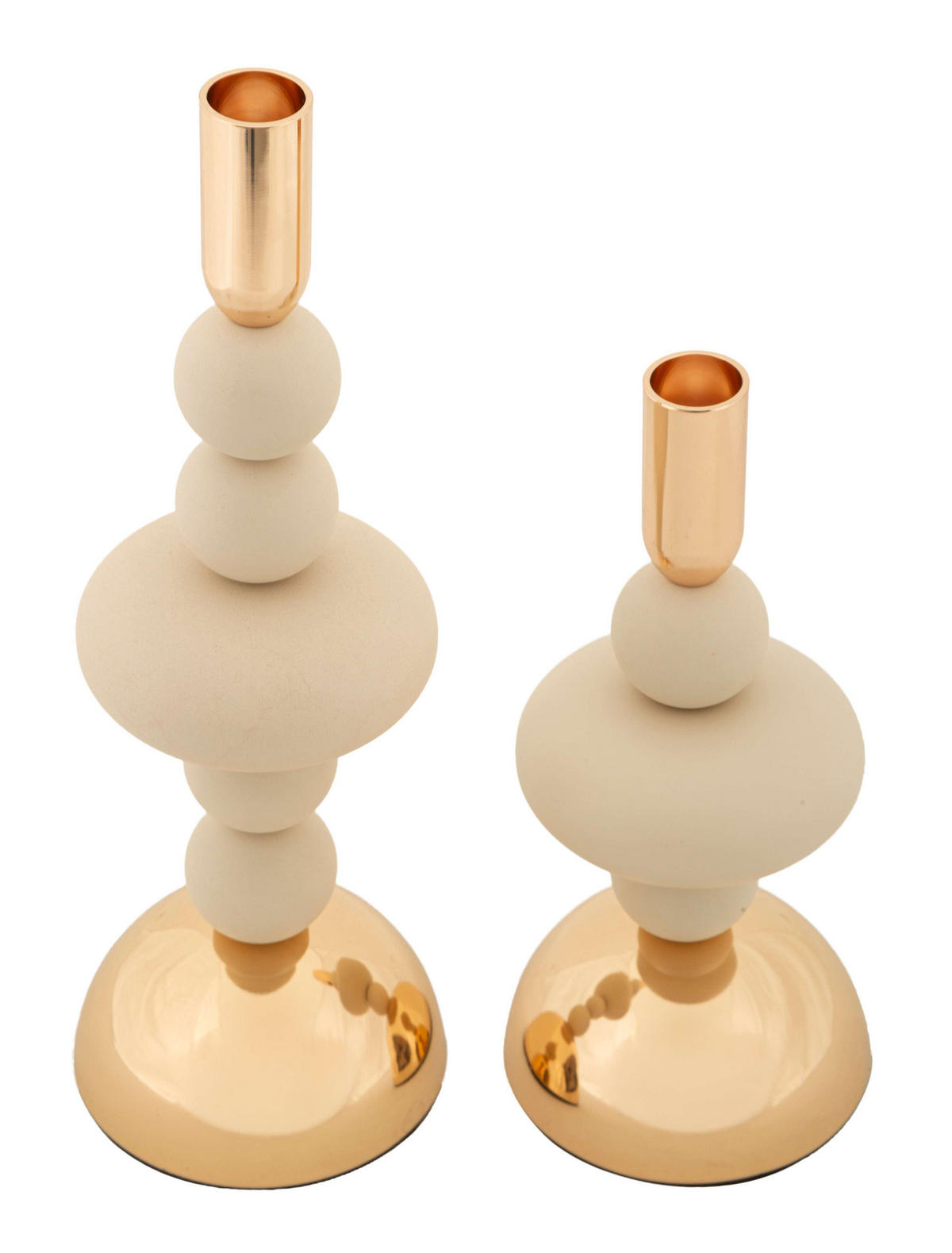KERZENHALTER 2er Set Galaxy - Beige, Metall (10/30/10cm) - Mauro Ferretti