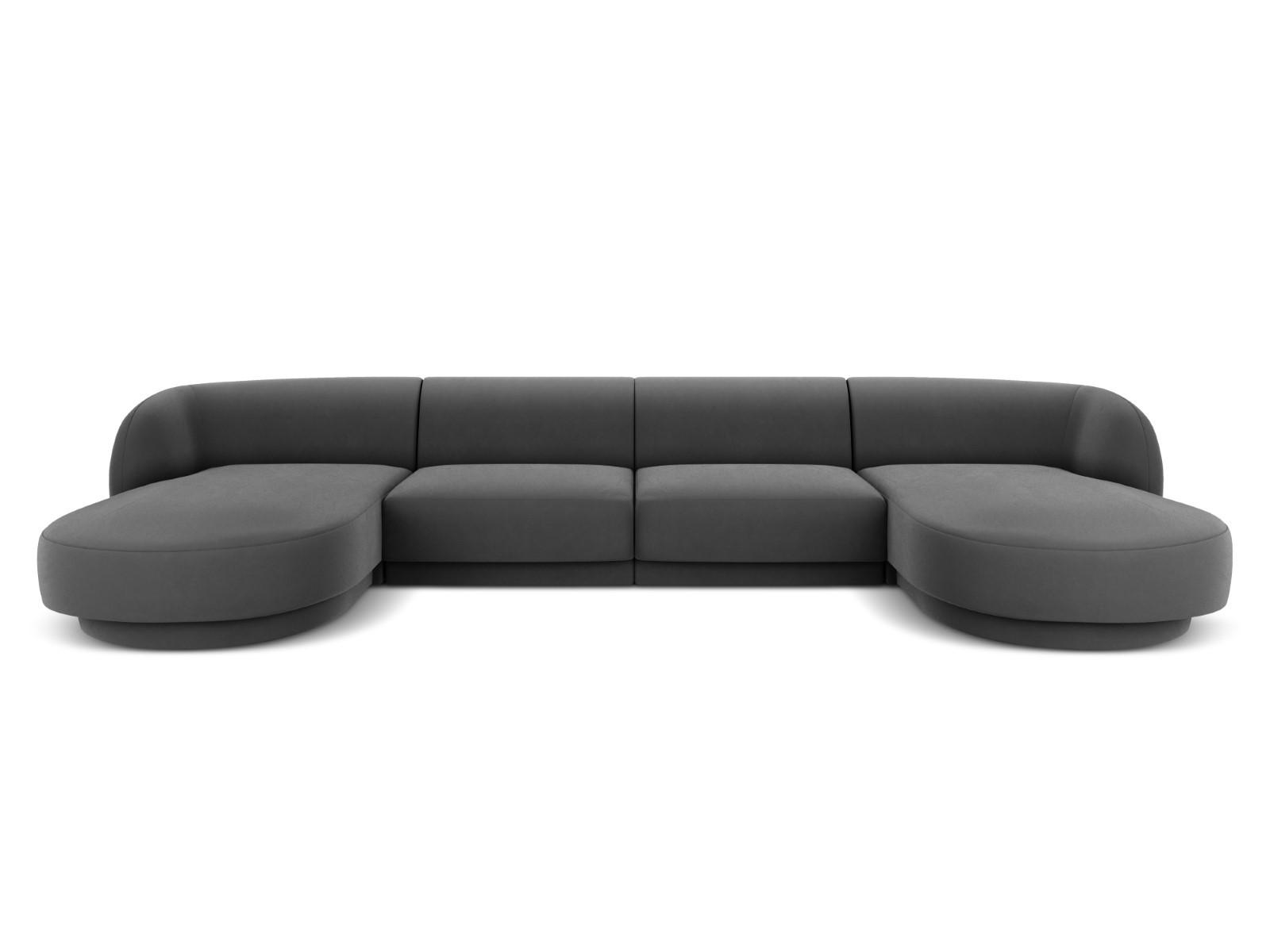 PANORAMASOFA Miley aus Samt grau 5 Sitzplätze - Grau, Textil (156/70/330cm) - Micadoni