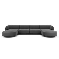PANORAMASOFA Miley aus Samt grau 5 Sitzplätze - Grau, Textil (156/70/330cm) - Micadoni