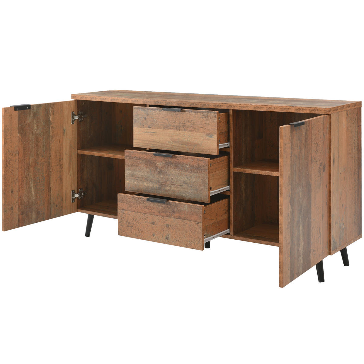 MEHRZWECKSCHRANK Retro 140/35/70 cm - Alteiche, Holzwerkstoff (35/70/140cm) - Urban Meuble