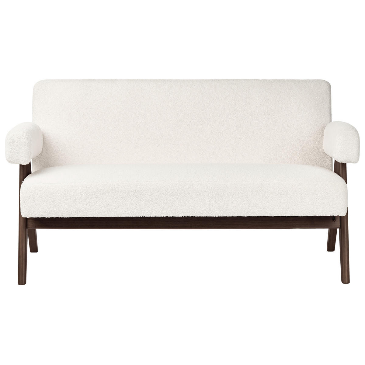 2-SITZER-SOFA Bouclé Cremeweiß/Dunkelbraun Tamre - Creme, Textil (148/79/78cm) - Beliani