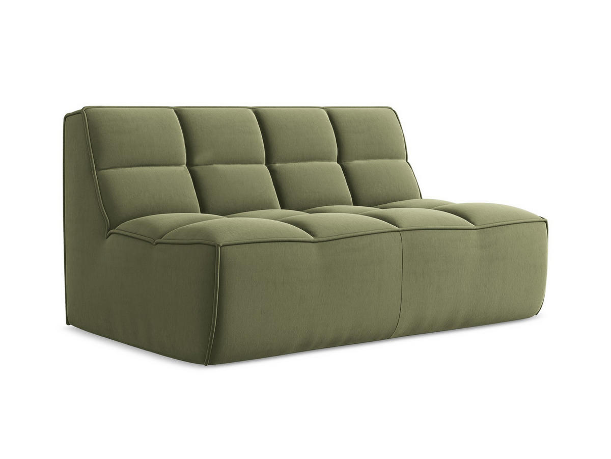 2-SITZER-SOFA Samt Stoff Grün - Schwarz/Olivgrün, Kunststoff/Textil (160/75/93cm) - Makamii