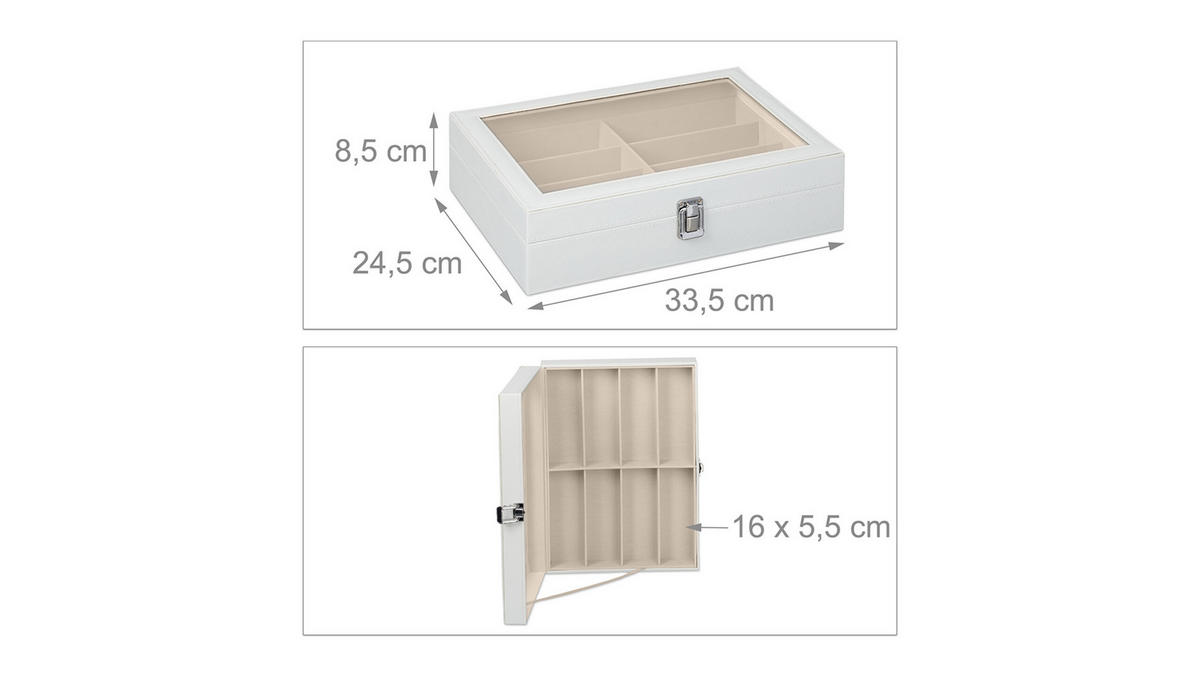 BRILLENBOX - Multicolor, Glas/Holzwerkstoff (33.5/8.5/24.5cm) - Relaxdays