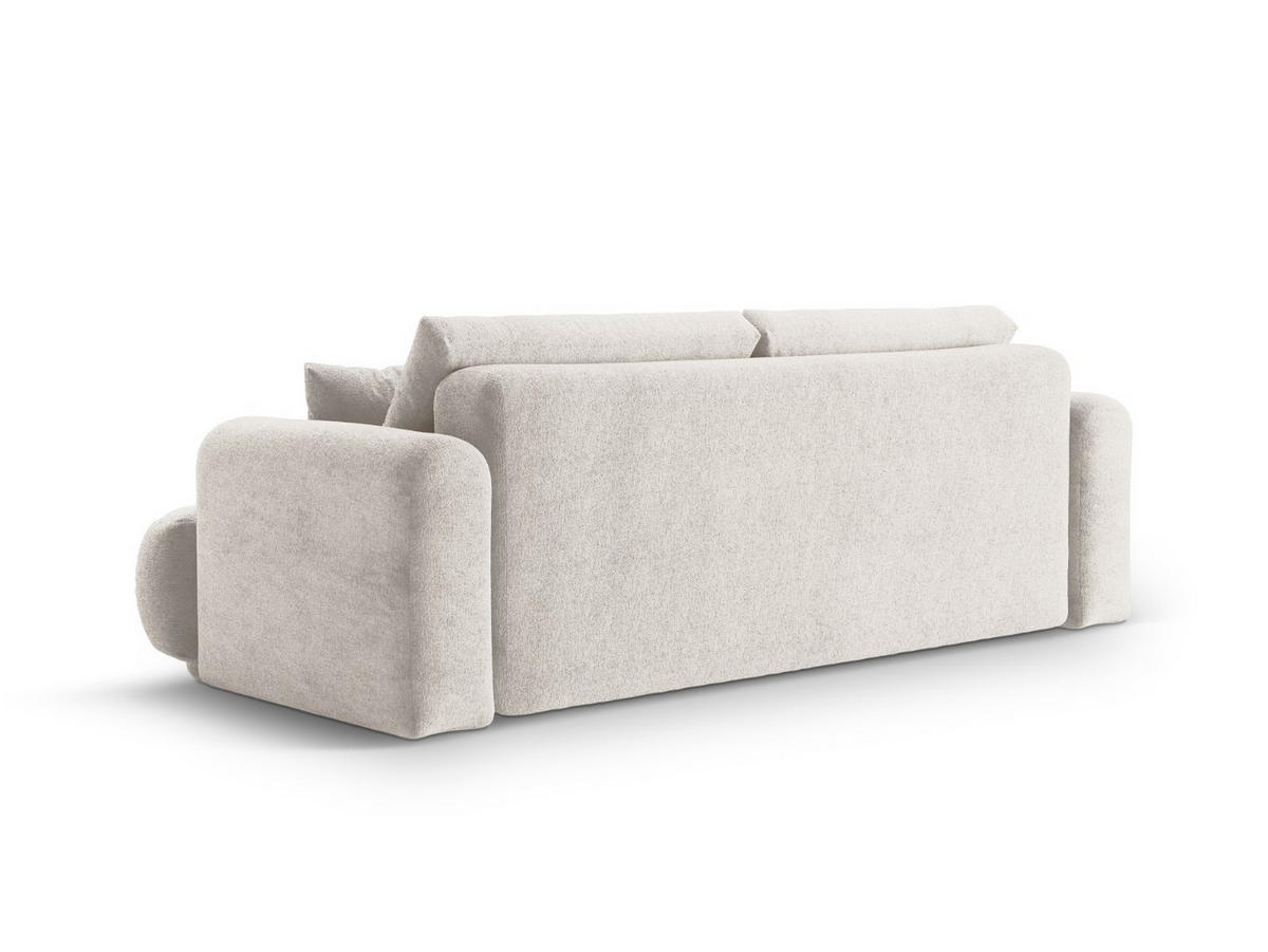 SOFA ausklappbar mit Bettkasten Ella aus strukturiertem Stoff beige 3 Sitzplätze - Beige, Textil (108/94/271cm) - Micadoni