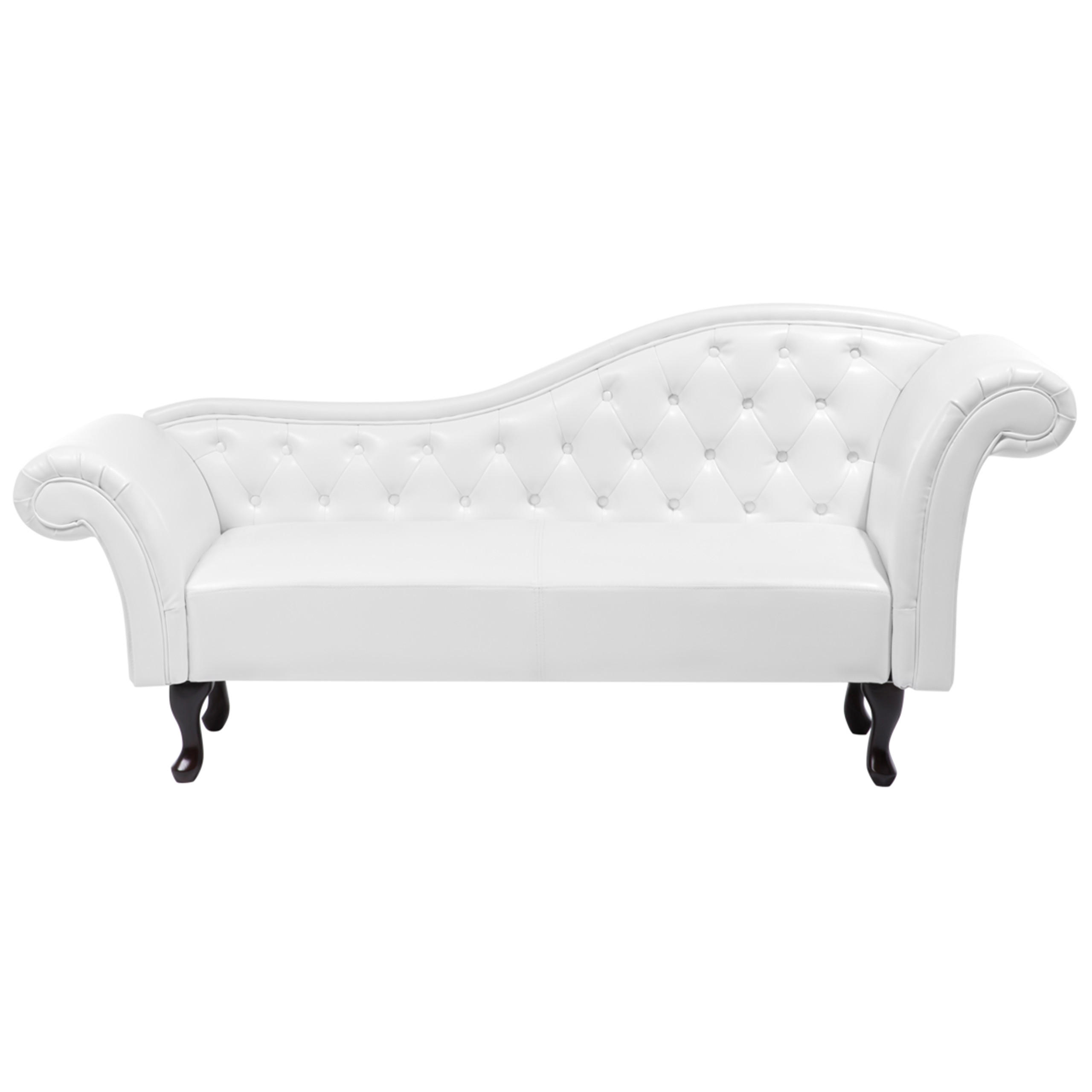 CHAISELONGUE Kunstleder weiß rechtsseitig Lattes - Schwarz/Weiß, Kunststoff (188/87/59cm) - Beliani
