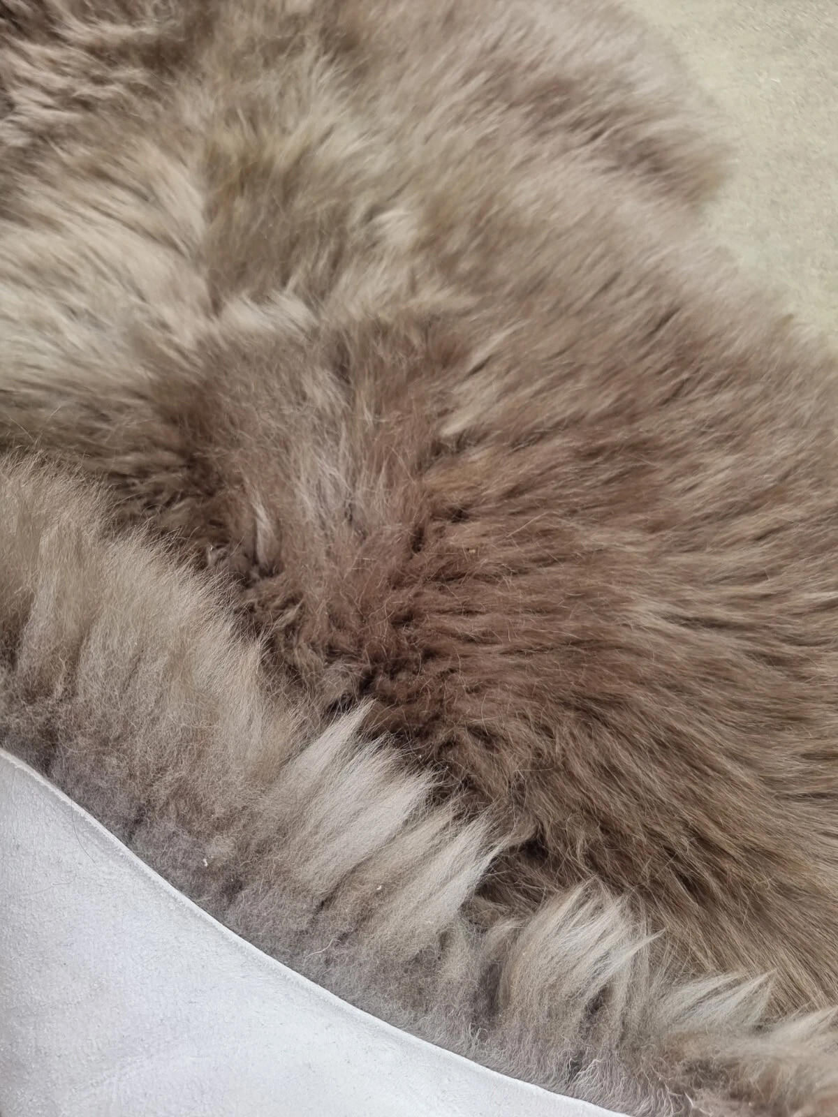 SCHAFFELL Premium Lammfell Natur ungeschoren weiche Wolle Taupe dyed ca. 105 cm - Taupe, Fell (55/105cm) - Provellus