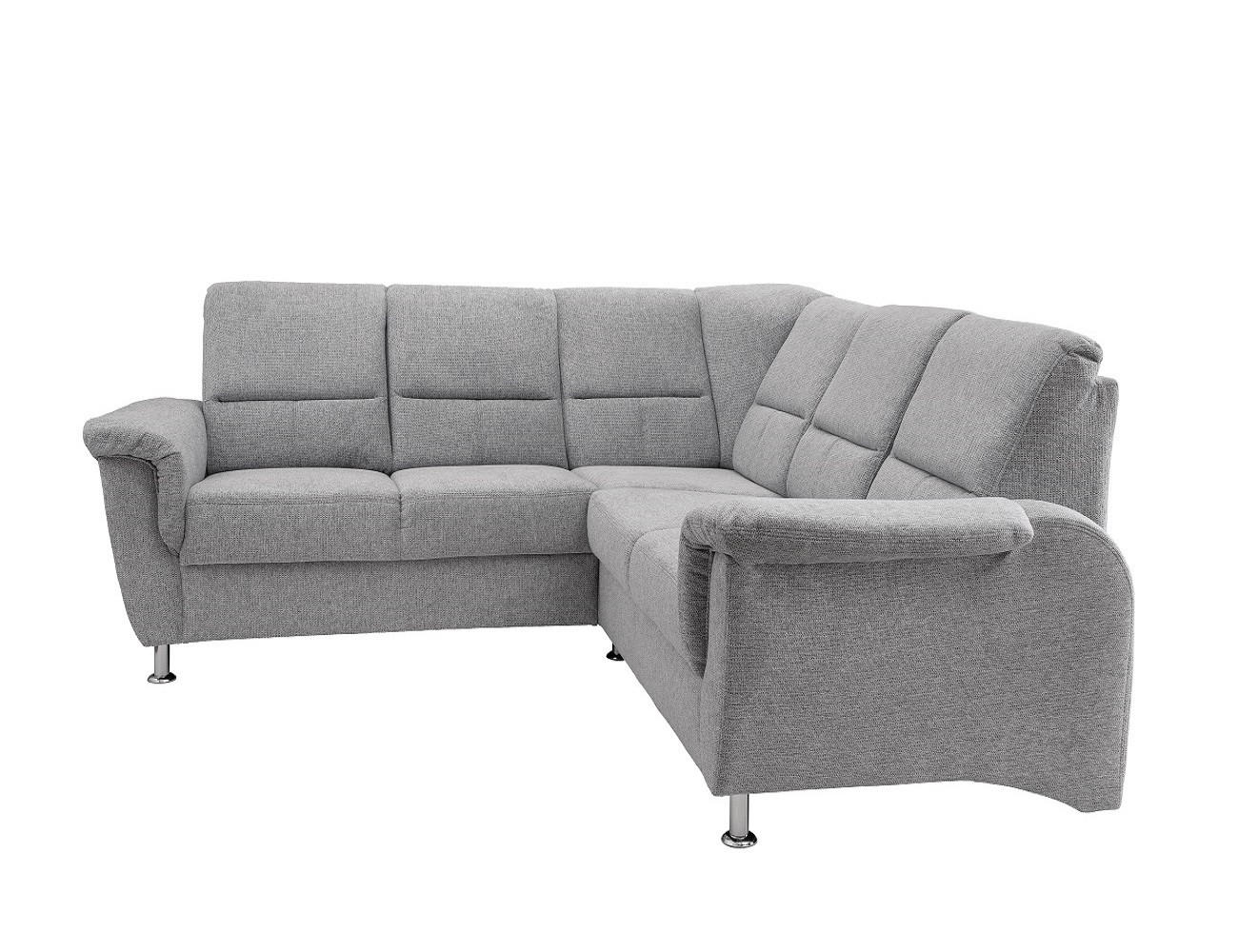 ECKSOFA mit gleichschenkligen Seitenlängen, Federkern - Chromfarben/Grau, Textil/Metall (221/221cm) - myHomelando