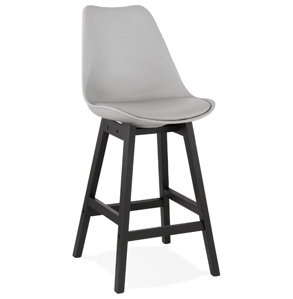 BARHOCKER Kunstleder Eichenholzgestell Sitzhöhe 65cm Skandi-Stil MIRANOX MINI, Grau-Schwarz 56x48x102 cm - Schwarz/Grau, Eichenholz/Kunststoff (48/102/56cm) - KADIMA DESIGN
