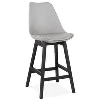 BARHOCKER Kunstleder Eichenholzgestell Sitzhöhe 65cm Skandi-Stil MIRANOX MINI, Grau-Schwarz 56x48x102 cm - Schwarz/Grau, Eichenholz/Kunststoff (48/102/56cm) - KADIMA DESIGN