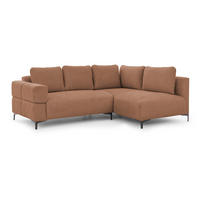 ECKSOFA Cardea in Bubble-Optik aus weichem Terrakotta Strukturstoff mit hohem Sitzkomfort - Ottomane rechts - Terracotta/Schwarz, Holz/Textil (230/170cm) - S-Style Möbel