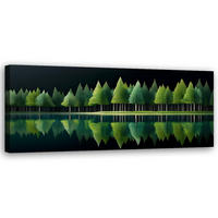 WANDBILD grüne waldsee natur - Grün, Textil (90/30cm) - Feeby