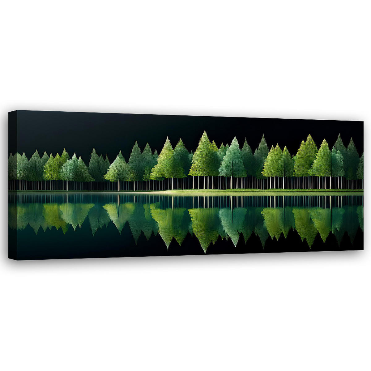 WANDBILD grüne waldsee natur - Grün, Textil (90/30cm) - Feeby