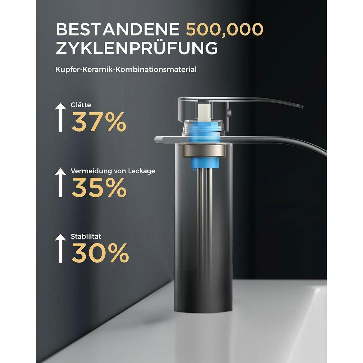 WASCHTISCHARMATUR Wasserfall Matt-Schwarz - Schwarz, Metall (12.7/7.5/17.8cm)