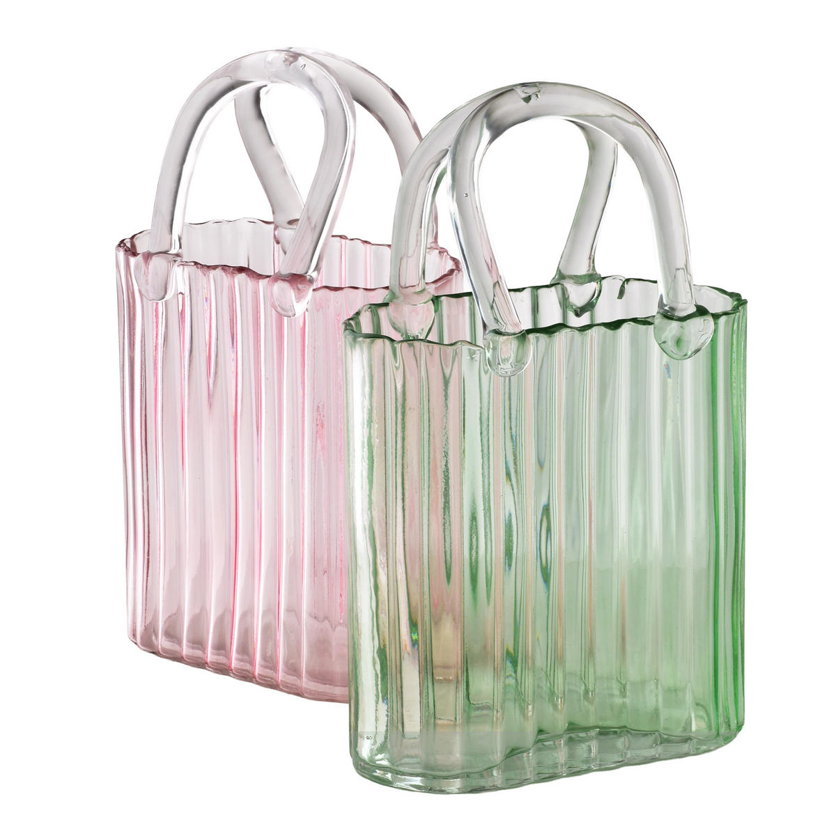 VASE Serenite Bag Transparent Glas - Grün, Glas (30cm) - Mondex