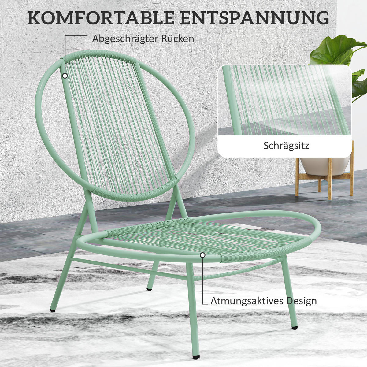 BISTRO-SET 3-teilig aus Stahl Wetterfest Gartenmöbel Set mit Bistrotisch Grün - Grün, Kunststoff - Outsunny