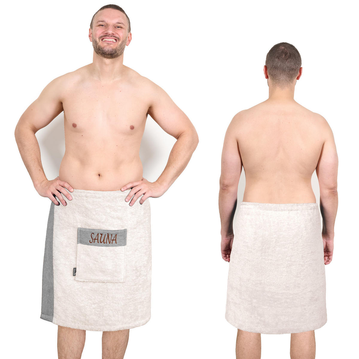 SAUNAKILT Herren Natur, Lima Saunahandtuch mit Klettverschluss - Naturfarben, Textil (140/55cm) - Lashuma