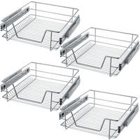 TELESKOPSCHUBLADE 4er Set, einfache Montage,grau - Grau, Metall (47/14/44cm) - tectake