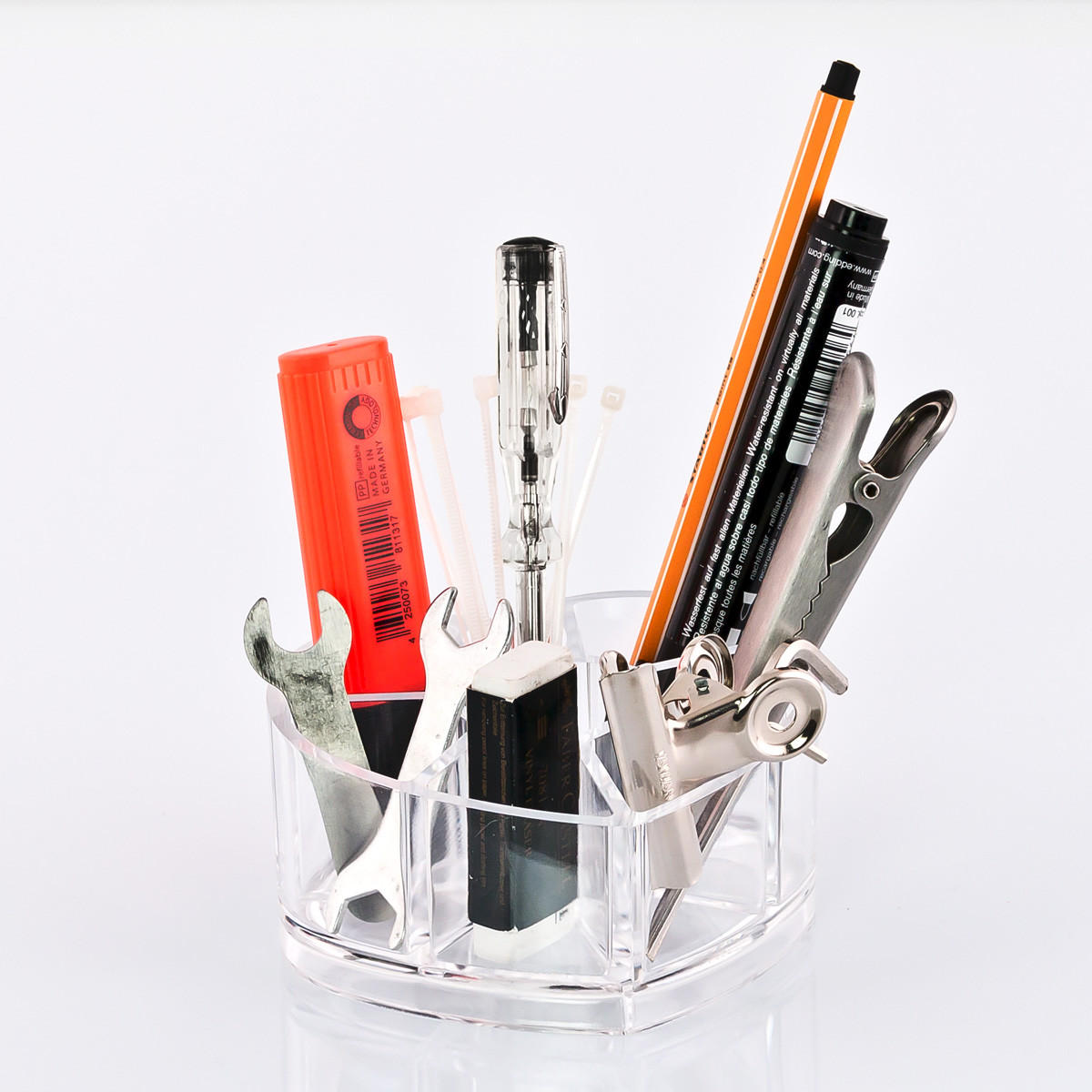 KOSMETIKORGANIZER, mit 8 Fächern, Herzform - Transparent, Kunststoff (11.5/9.5/6cm) - bremermann