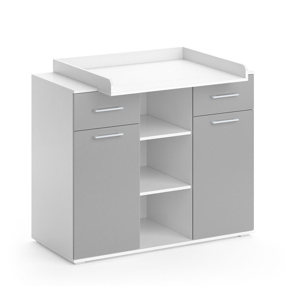 WICKELKOMMODE Leonie Grau 113 x 109 cm - Weiß/Grau, Holzwerkstoff (113/109/70cm) - Vicco