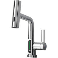 WASCHTISCHARMATUR Digitalanzeige, Herausziehen 3-Wege-Düse Niederschlag Stream, Chrom - Chromfarben, Metall (14/23/5.5cm) - Kaket