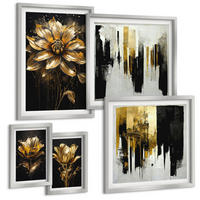BILDER SET 5er Set - 50x50 cm & 20x30 cm & 40x60 cm Silberner Rahmen - Blumenbrücke – Lebensinspiration - Silberfarben, Kunststoff (40/60cm) - TULUP
