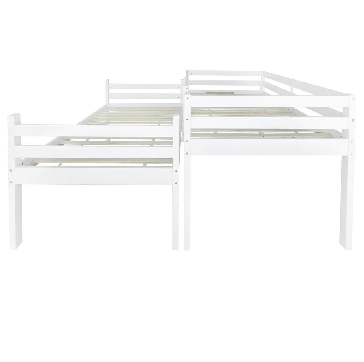 ETAGENBETT aus Massivholz und MDF 90x200 cm in Weiß mit Regalen & Schließfächern - Weiß, Holzwerkstoff (90/200cm) - Modfu