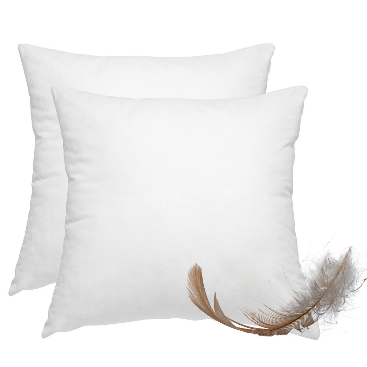 FEDERKISSEN 2er Set 85% Federn & 15% Daune 45/45 cm Bezug aus 100% Baumwolle - Weiß, Textil (45/45cm) - wometo