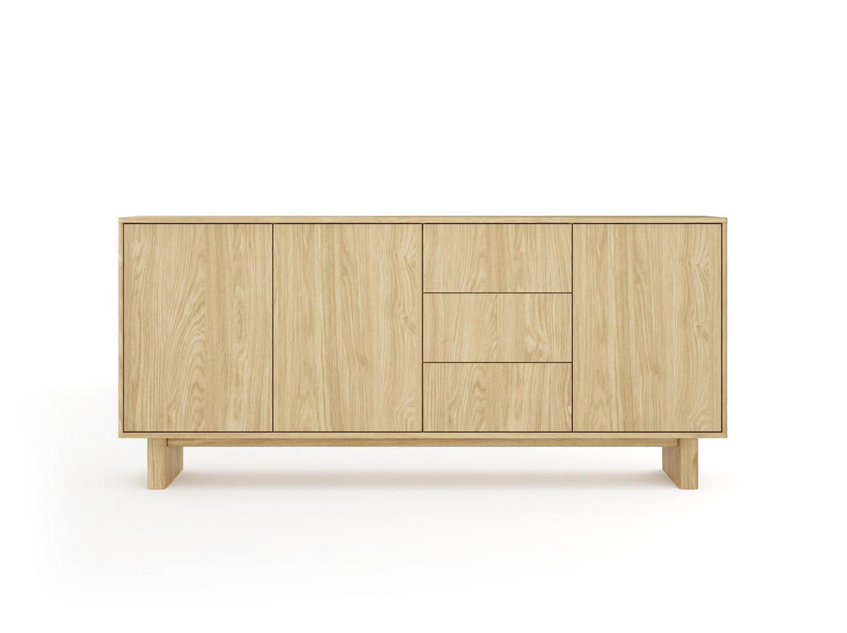KOMMODE Buna Eiche, dreitürige mit Schubladen - Eichefarben, Holzwerkstoff (183/83/38cm) - Bettso