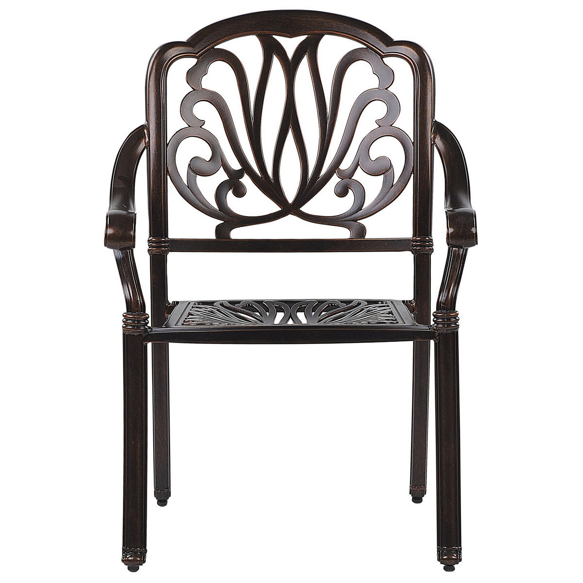 GARTENSTUHL 4er-Set Aluminium dunkelbraun Ancona - Dunkelbraun, Metall (68/97/65cm) - Beliani