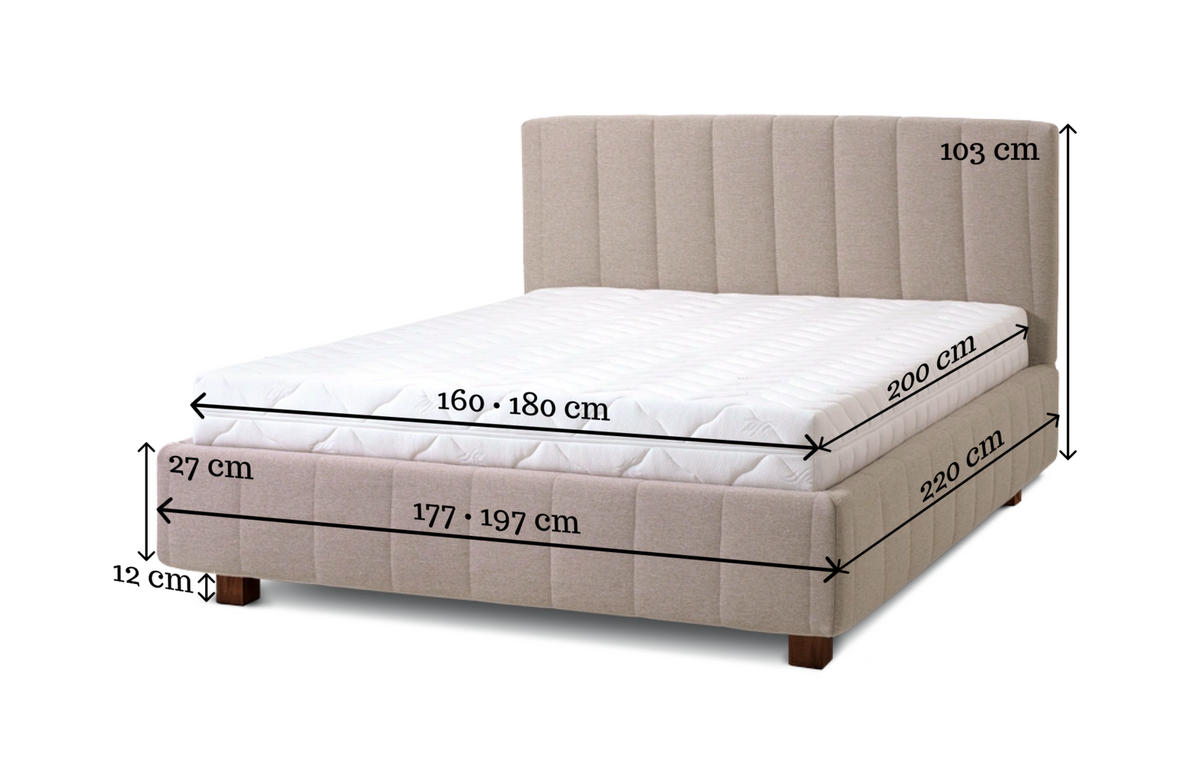 POLSTERBETT Reta 180x200 in Siena Dark Gray - Dunkelgrau, Holz - Letti Moderni